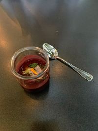 High angle view of food on table