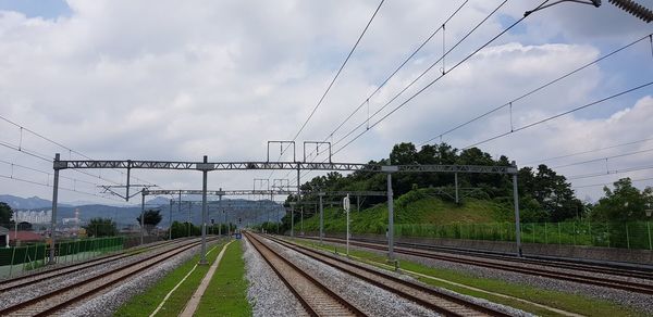 Railroad tracks against sky