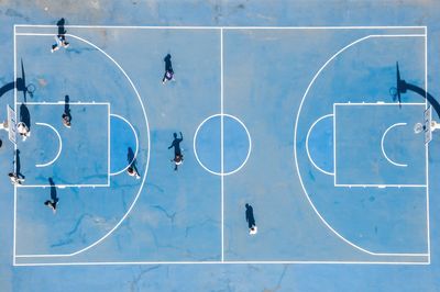 High angle view of basketball court