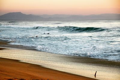 Scenic view of sea against sky during sunset