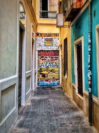 Narrow alley amidst buildings in city