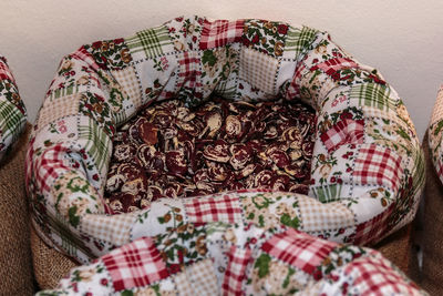 Close-up of wicker basket on table