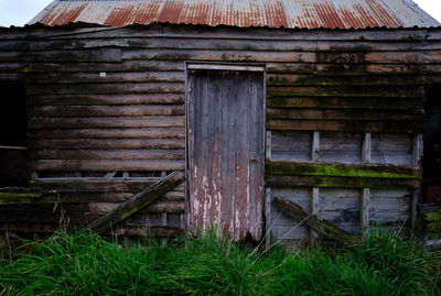 Close-up of old barn