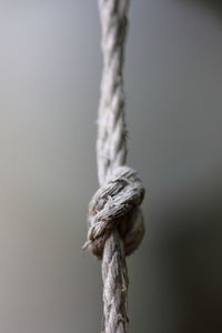 Close-up of rope against gray background