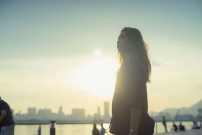 Sunset over city