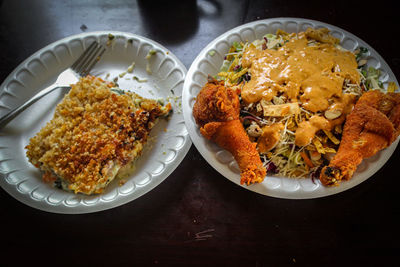 High angle view of meal served in plate