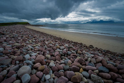 Multi colored stones on irish beach