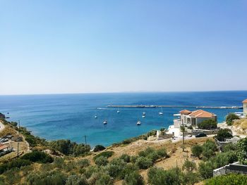 Scenic view of sea against clear sky