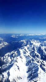 Aerial view of snow covered landscape