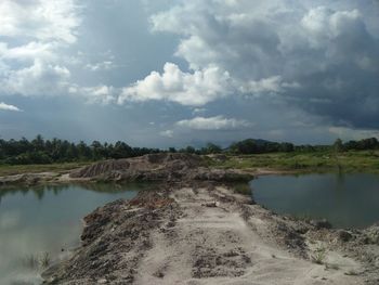 Scenic view of lake against sky