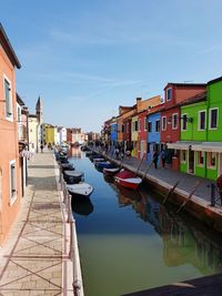 Boats moored at canal