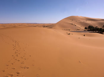 Scenic view of desert against clear sky