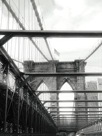 Low angle view of suspension bridge