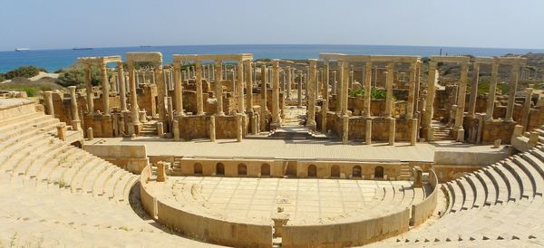 Panoramic view of sea against clear sky