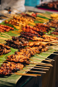 Close-up of seafood on barbecue grill