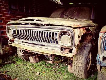 Close-up of abandoned truck