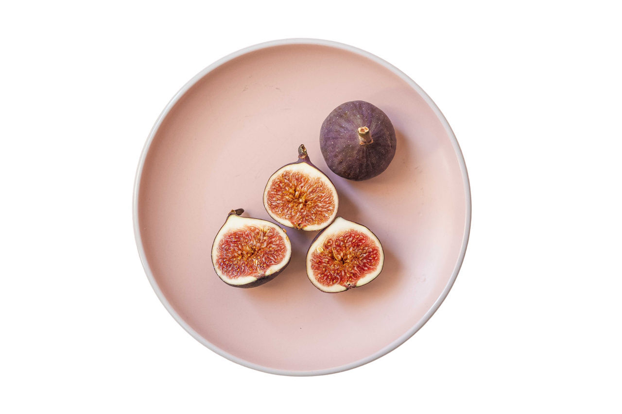 food and drink, food, healthy eating, fruit, wellbeing, freshness, white background, common fig, studio shot, cut out, produce, indoors, no people, egg, cross section, plate, slice, still life
