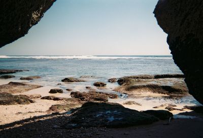 Scenic view of sea against clear sky