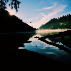 View of lake at sunset