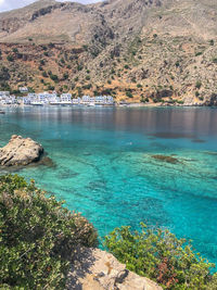 Scenic view of sea against mountain