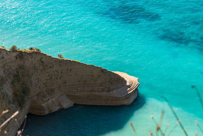 High angle view of boats in calm sea