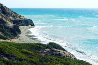 Scenic view of sea against clear sky