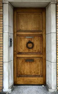 Closed door of building