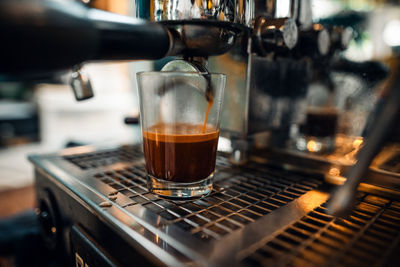 Close-up of coffee in glass