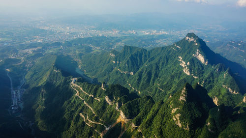 High angle view of mountain range