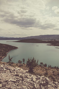 Scenic view of lake against sky