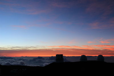 Scenic view of silhouette landscape against sky during sunset