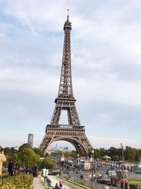 View of tower against cloudy sky