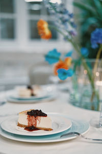 Close-up of dessert on table