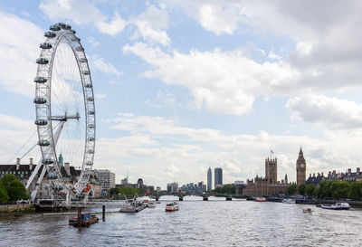 Millennium wheel by thames river