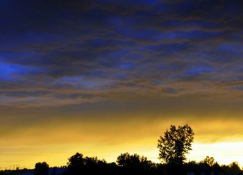 Low angle view of cloudy sky at sunset