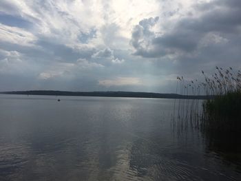 Scenic view of sea against cloudy sky