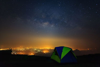 Scenic view of illuminated star field against sky at night