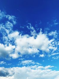 Low angle view of clouds in blue sky