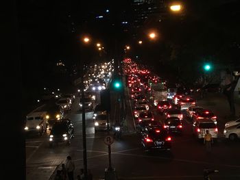 Traffic on street at night