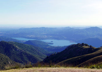 Scenic view of mountains against clear sky