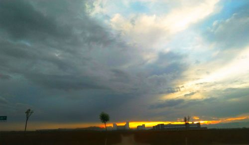 Storm clouds over landscape