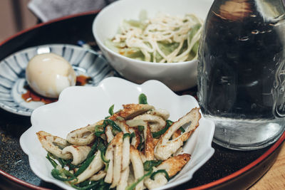 High angle view of meal served in plate