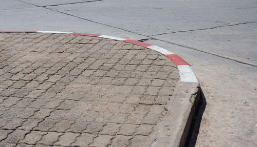 High angle view of zebra crossing on road