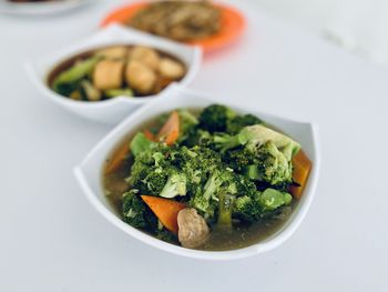 High angle view of meal served in bowl