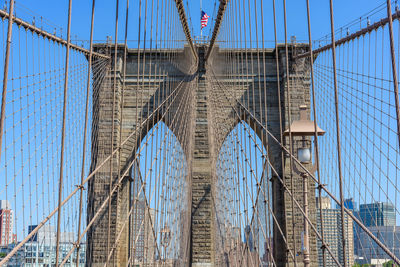 Low angle view of suspension bridge