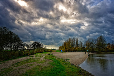 Scenic view of lake against sky