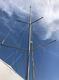 Low angle view of mast against sky