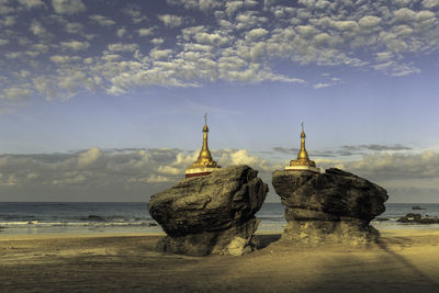 View of temple on beach