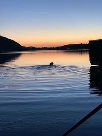 Sunset over a beautiful lake on a summers dawn 