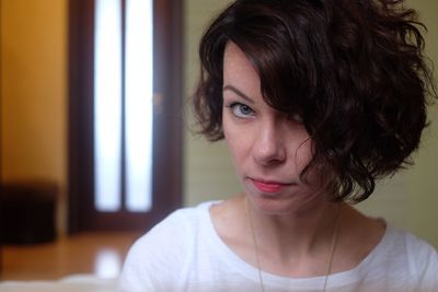 Portrait of woman at home